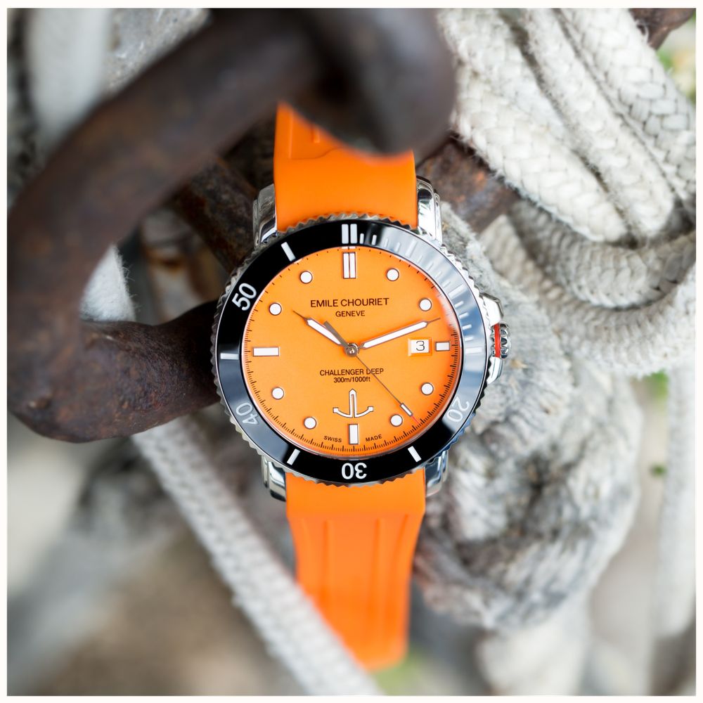 Emile Chouriet Challenger Deep Automatic (42.5mm) Orange Dial / Orange Silicone Strap 08.1169.G.6.AW.F3.8 - alternate view 6