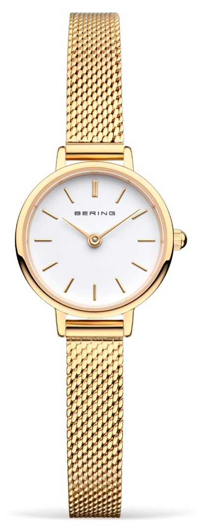 Bering 11022-334 Women’s Gold Mesh Bracelet | White Dial Watch
