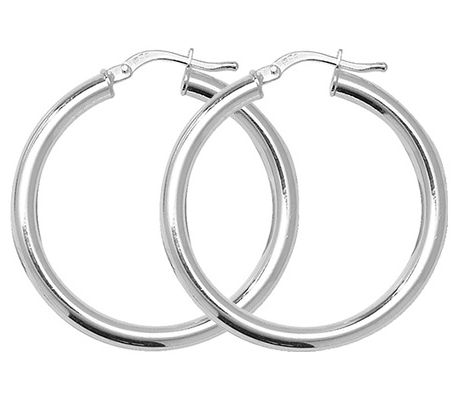 James Moore G5092 Silver 25mm Plain Hoop Sleeper Earring Jewellery
