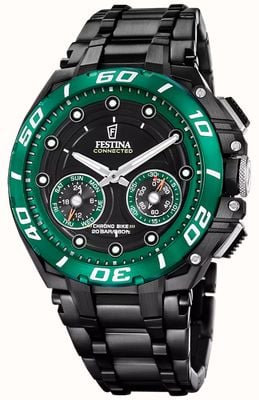 Festina Chrono Bike Connected Hybrid Smartwatch (46mm) Black Dial / Black PVD Stainless Steel Bracelet F20762/2