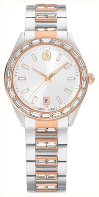 Swarovski Matrix Date (35mm) Silver Sunray Dial / Two-Tone Stainless Steel Bracelet 5734663