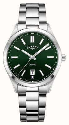 Rotary Contemporary Oxford Quartz (40mm) Green Sunray Dial / Stainless Steel Bracelet GB05520/24