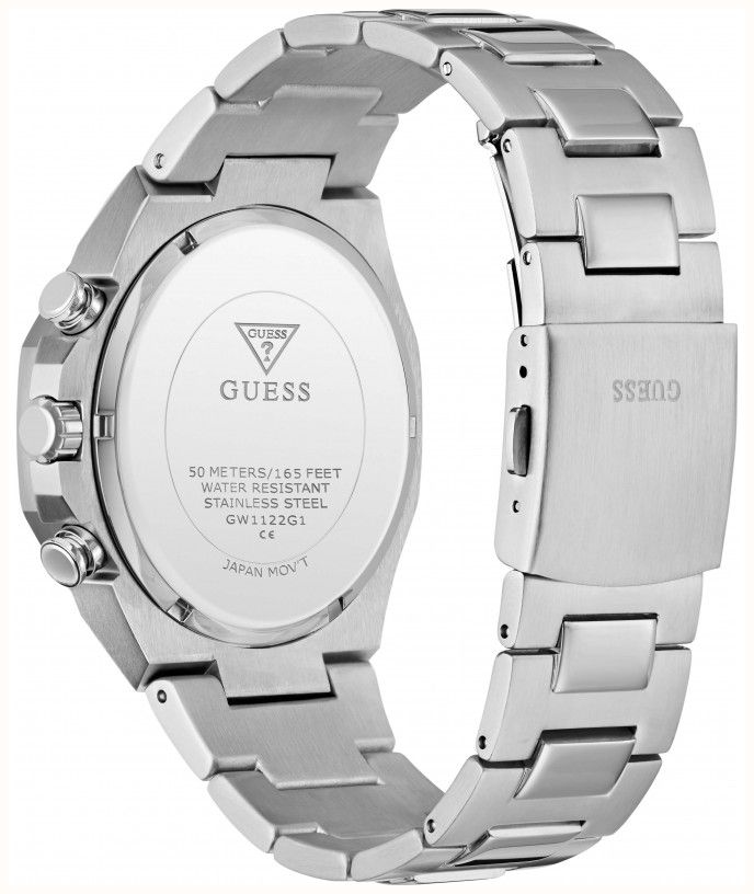 Guess Men's Blake Blue Sunray Dial Silver-Tone Stainless Steel Bracelet GW1122G1 - alternate view 3