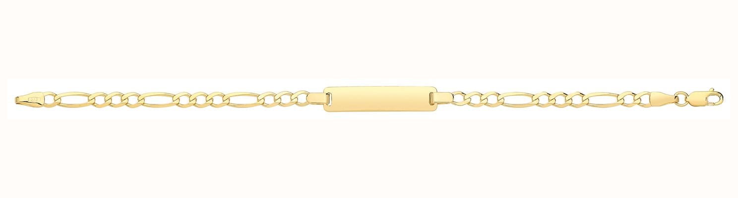 James Moore TH Babies' 9ct Yellow Gold Figaro Chain 6 Inch ID Bracelet BR244