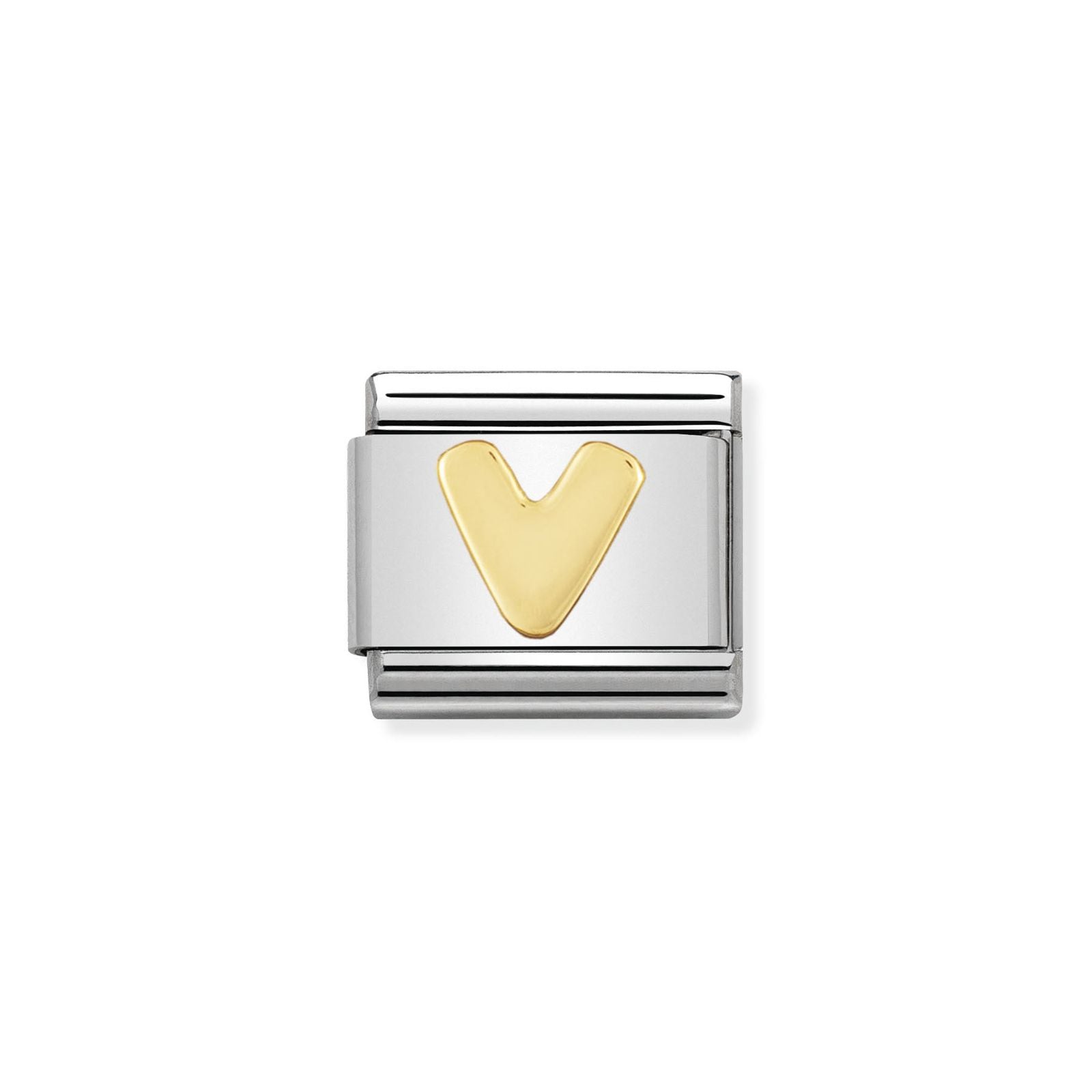 Nomination 030101/22 Classic Letter V 18ct Gold & Steel Jewellery