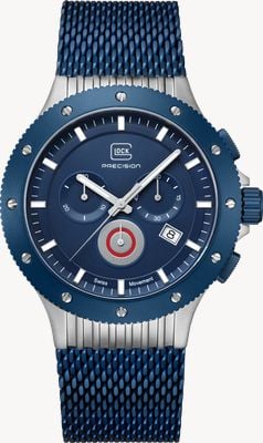 GLOCK Precision Titanium Chronograph (44mm) Blue Dial / Blue PVD Stainless Steel Mesh Bracelet GW-27-3-24