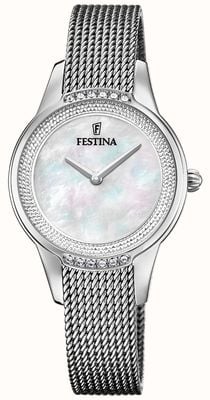 Festina Mademoiselle (30.2mm) Mother Of Pearl Dial / Stainless Steel Mesh Bracelet F20494/4