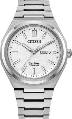 Citizen Zenshin Super Titanium (39mm) Textured White Dial / Super Titanium Bracelet AW0130-85A