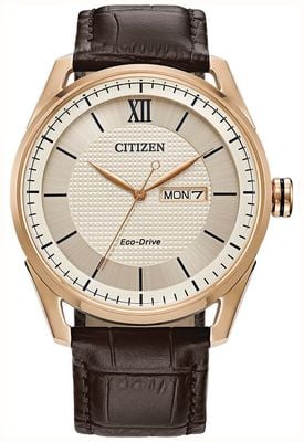 Citizen Eco-Drive Classic (42mm) Ivory Dial / Brown Leather Strap AW0082-01A