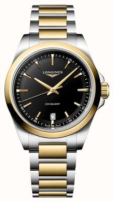 LONGINES Conquest Quartz (38mm) Black Sandblasted Dial / Two-Tone Stainless Steel Bracelet L37503527