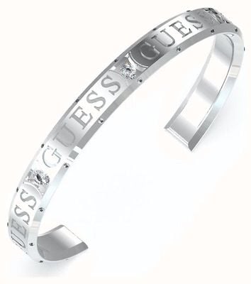 Guess Womens silver crystal logo bangle JUBB03115JWRHL