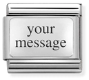 Nomination Classic ENGRAVED Steel And Silver Sterling Silver CUSTOM Smooth Plate Charm 330104/01