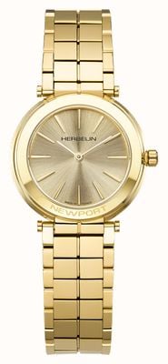 Herbelin Newport Slim Quartz (32mm) Champagne Dial / Gold PVD Stainless Steel Bracelet 16922BP13