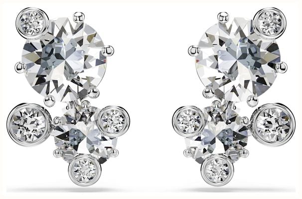 Swarovski Constella Stud Earrings, Round Cut, White, Rhodium Plated 5732253