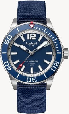 Hanhart AQUASPHERE FreeFall (42mm) Blue Dial / Blue Hookstrap™ Watch 772.270-3338