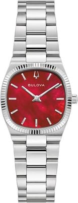 Bulova Super Seville Mini (25mm) Red Mother-of-Pearl Dial / Stainless Steel Bracelet 96L354