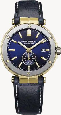 Herbelin Newport Quartz Small-Seconds (40.5mm) Blue Dial / Blue Leather Strap 18389T1N35