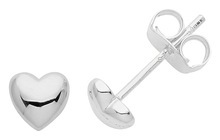 Treasure House G51272 Sterling Silver Heart Stud Earrings Jewellery