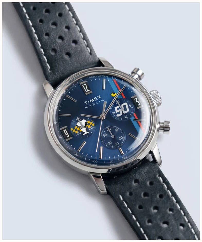 Timex PEANUTS MARLIN 40mm Leather Blue Strap Watch TW2Y85300 - alternate view 5