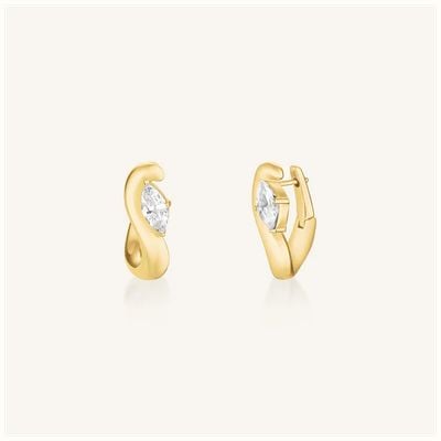Rosefield Jewellery Marquise Wave Gold Plated Stainless Steel Hoops JEMWG-J1299