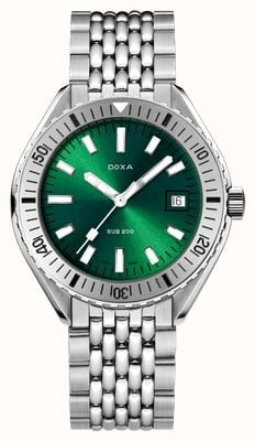 DOXA SUB 200 Sea Emerald (42mm) Green Sunray Dial / Stainless Steel Rice-Grain Bracelet 796.10.131.10