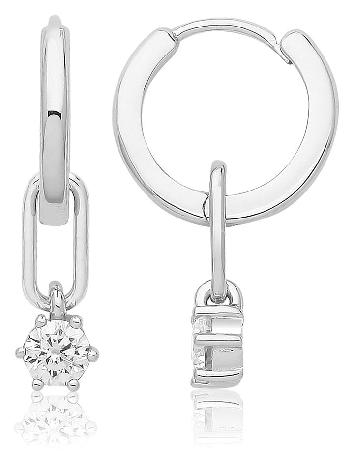 James Moore TH G51345 Silver Rhodium Plated Paper Clip Cubic Jewellery