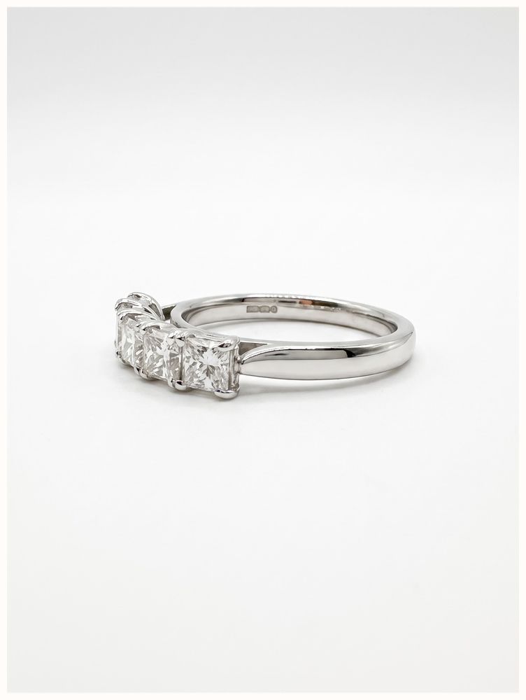 Princess Natural Diamond 18ct White Gold Five Stone Ring JM1987 - alternate view 2