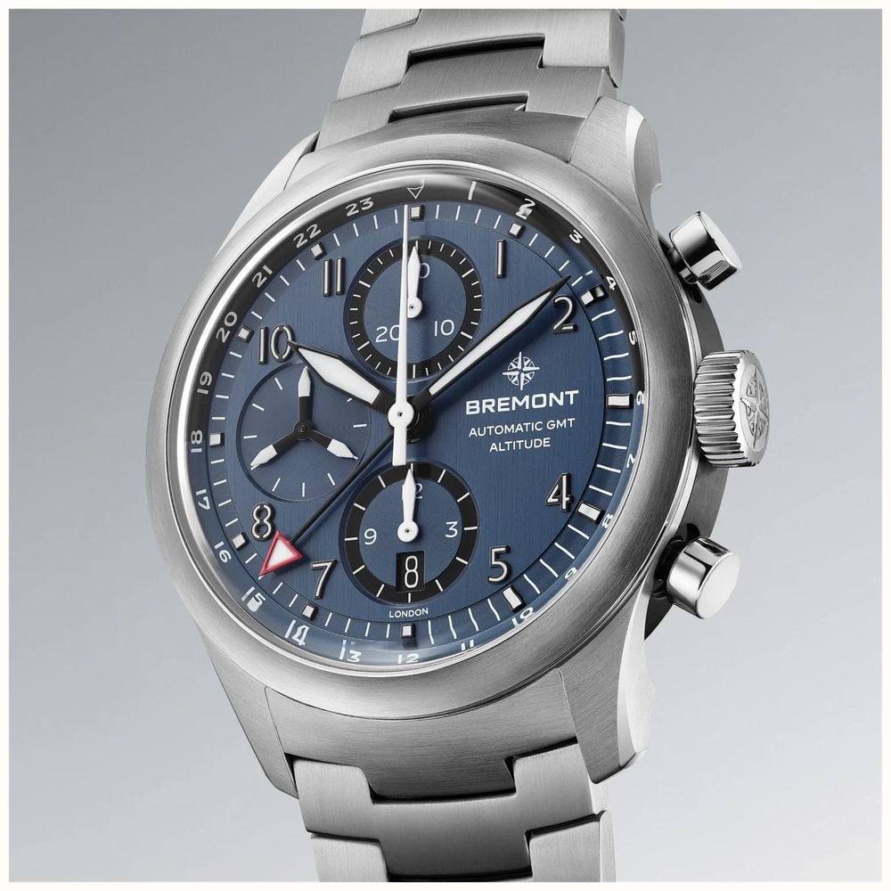 Bremont Altitude Chronograph GMT Automatic (42mm) Brushed Blue Galvanic Metal Dial / Stainless Steel Strap Watch ALT42-CHR-G-SS-BL-B - alternate view 2