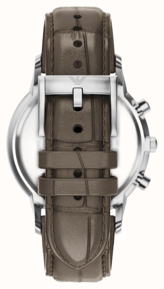 Emporio Armani Quartz Chronograph (43mm) Brown Sunray Dial / Brown Leather Strap AR11821 - alternate view 3