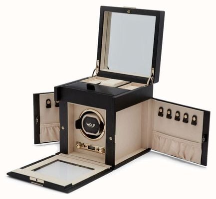 WOLF Palermo Single Watch Winder With Jewellery Storage 213702