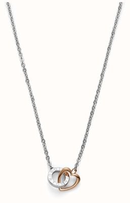 Olivia Burton Classic Kindred Interlink Heart Silver & Rose Gold Plated Necklace 24100551