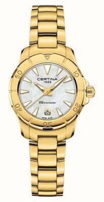 Certina DS Action Lady Quartz COSC (29mm) Mother of Pearl Dial / Gold PVD Stainless Steel Bracelet C0329513311100