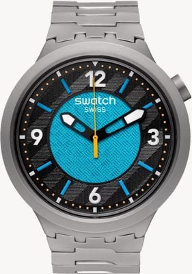 Swatch FROSTBLOOM (47mm) Black & Blue Dial / Stainless Steel Bracelet SB07S116G