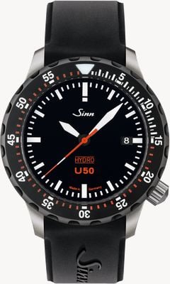 Sinn U50 HYDRO SDR 5000m (41mm) Black Dial / Black Silicone Strap Watch 1051.040 BLACK SILICONE