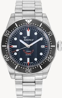 Squale 1545 Black (40mm) Black Côtes De Genêve Dial / Stainless Steel Bracelet Watch 1545BKBKC.AC