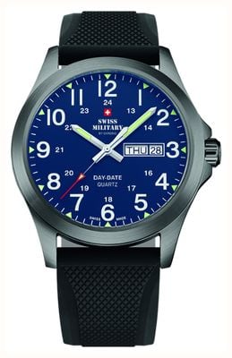 Swiss Military by Chrono Men's Day-Date (42mm) Blue Dial / Black Rubber Strap SMP36040.32