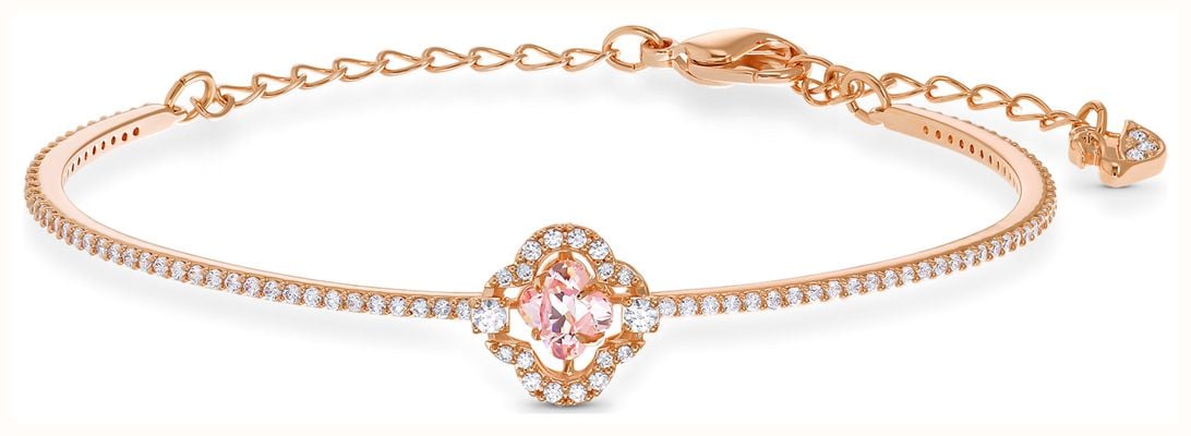 Swarovski Una Clover Bangle Pink and White Crystals Rose Gold-Tone Plated 5516476