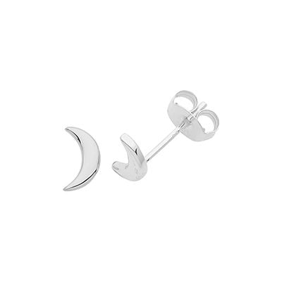 Treasure House G51275 Silver Moon Stud Earrings Jewellery