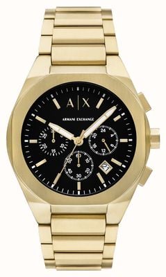 Armani Exchange Men's Chronograph (42mm) Black Dial / Gold-Tone Stainless Steel Bracelet AX4180