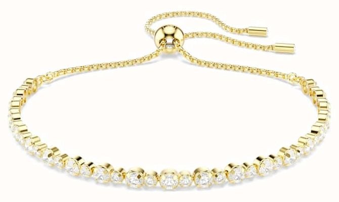 Swarovski Matrix Tennis Bracelet Round Cut, White, Gold-tone Plated 5730709