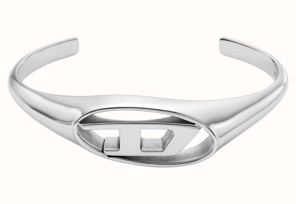 Diesel Men's Silver Oval D Logo Bangle DX1597040
