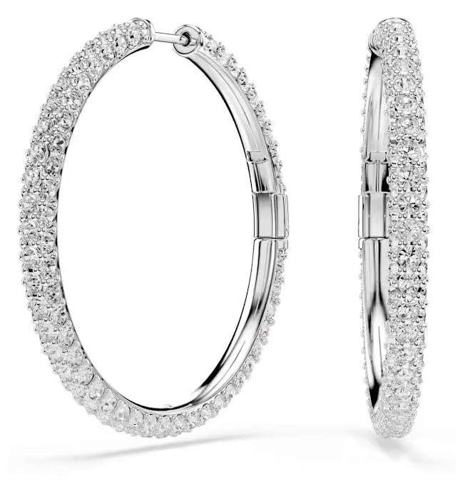 Swarovski 5754156 Dextera hoop earrings, Round cut, White, Jewellery