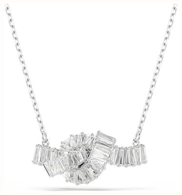 Swarovski Matrix Pendant Baguette Cut, Knot, White, Rhodium Plated 5728553