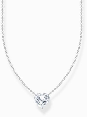 Thomas Sabo Heart-Shaped White Zirconia Sterling Silver Necklace 45cm KE2211-051-14-L45V