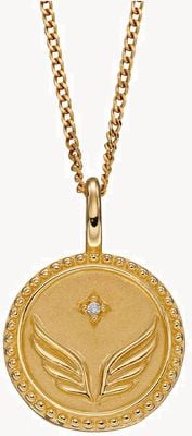 Elements Silver Gold Plated Sterling Silver Disc Wings Pendant P5005C