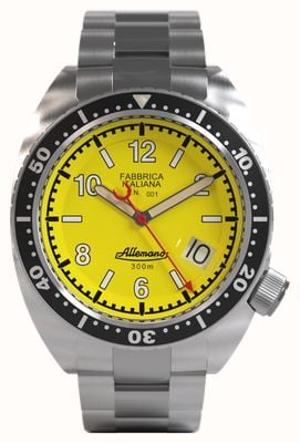 Allemano 1973 Yellow Shark & Crab Depth Gauge Re-Issue (42mm) Yellow Dial / Stainless Steel Bracelet SH-A-1973-P-Y-DP