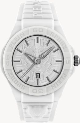 Plein Sport NEW FEARLESS Date (46mm) White Dial / White Silicone Strap PSHDA0324