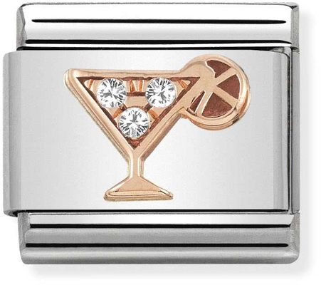 Nomination Classic Cocktail 9ct Rose Gold & Steel Charm 430305/28