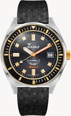 Squale Matic S Automatic (39mm) Sunray Black Dial / Black Mosaic Rubber Strap Watch MATICGBKBK.MRBK