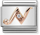 Nomination Classic Letter N 9ct Rose Gold & Steel Charm 430310/14